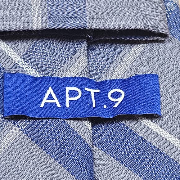 Apt. 9 Men's Neck Tie 100% Cotton Plaid Preppy Madras Blues Gift Student Office - Picture 3 of 5